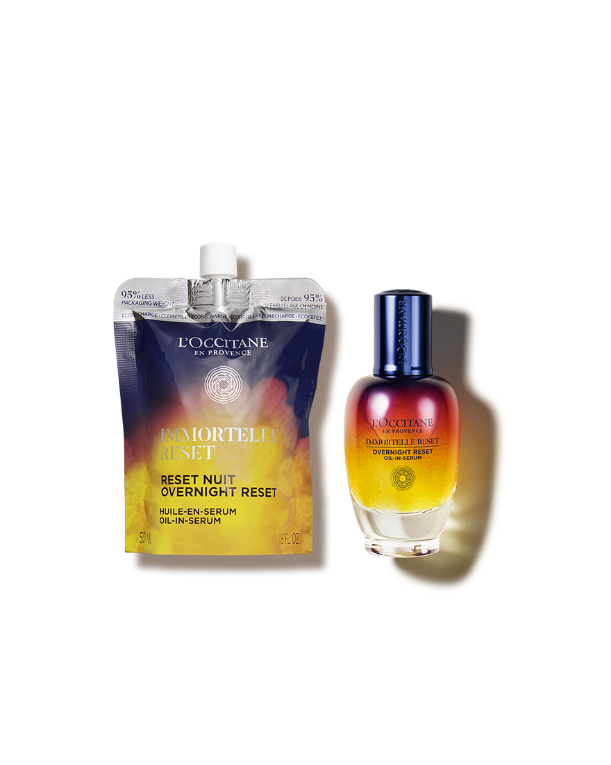Duo Huile-en-S&eacute;rum Immortelle Reset Nuit 30ml et sa recharge | L&rsquo;Occitane en Provence