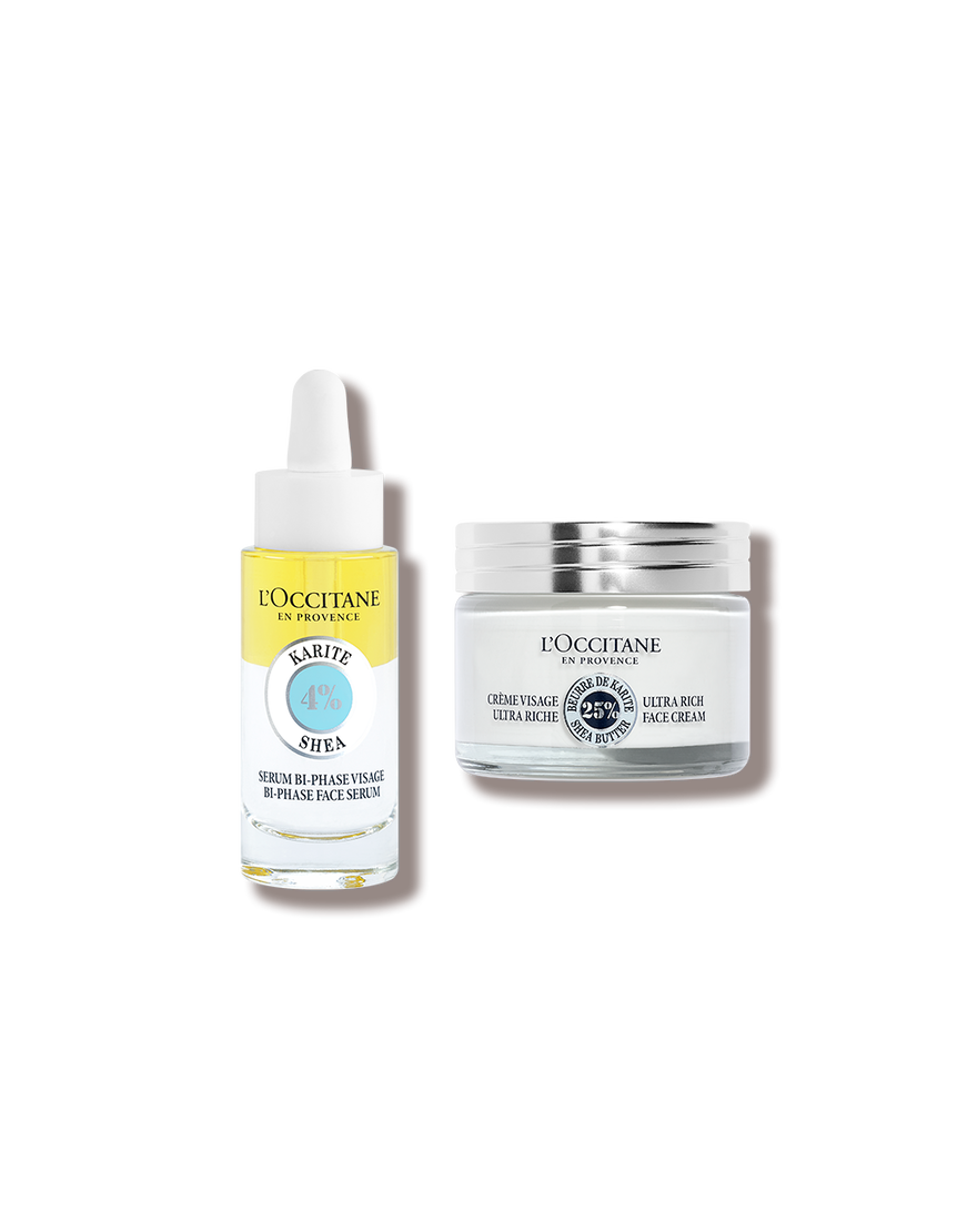 Affichage de l&rsquo;image 1/1 du produit Duo S&eacute;rum & Cr&egrave;me Visage Karit&eacute;, , RECT